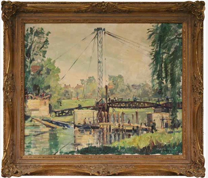 Max A. Kuhn, "Alte Mangfallbrücke in Rosenheim" 05.08.1953 © Städtische Galerie Rosenheim