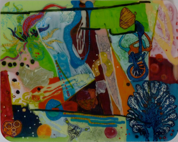 Maja Ott, "Ohrlabyrinth", Acrylfarbe auf Acrylglas, 2011 Maja Ott, "Ohrlabyrinth", Acrylfarbe auf Acrylglas, 2011