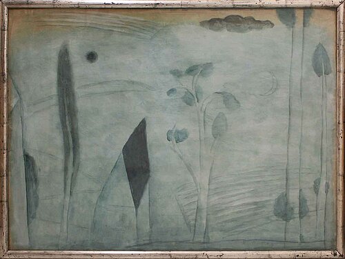 Rainer Dillen, "Landschaftsbild, türkis", 1984 © Städtische Galerie Rosenheim