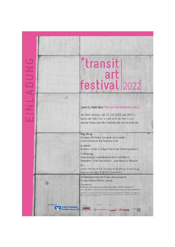 Flyer zu Transit Art 2022 mit allen Künstlerinnen und Künstler sowie den jeweiligen Standorten (click for download)
