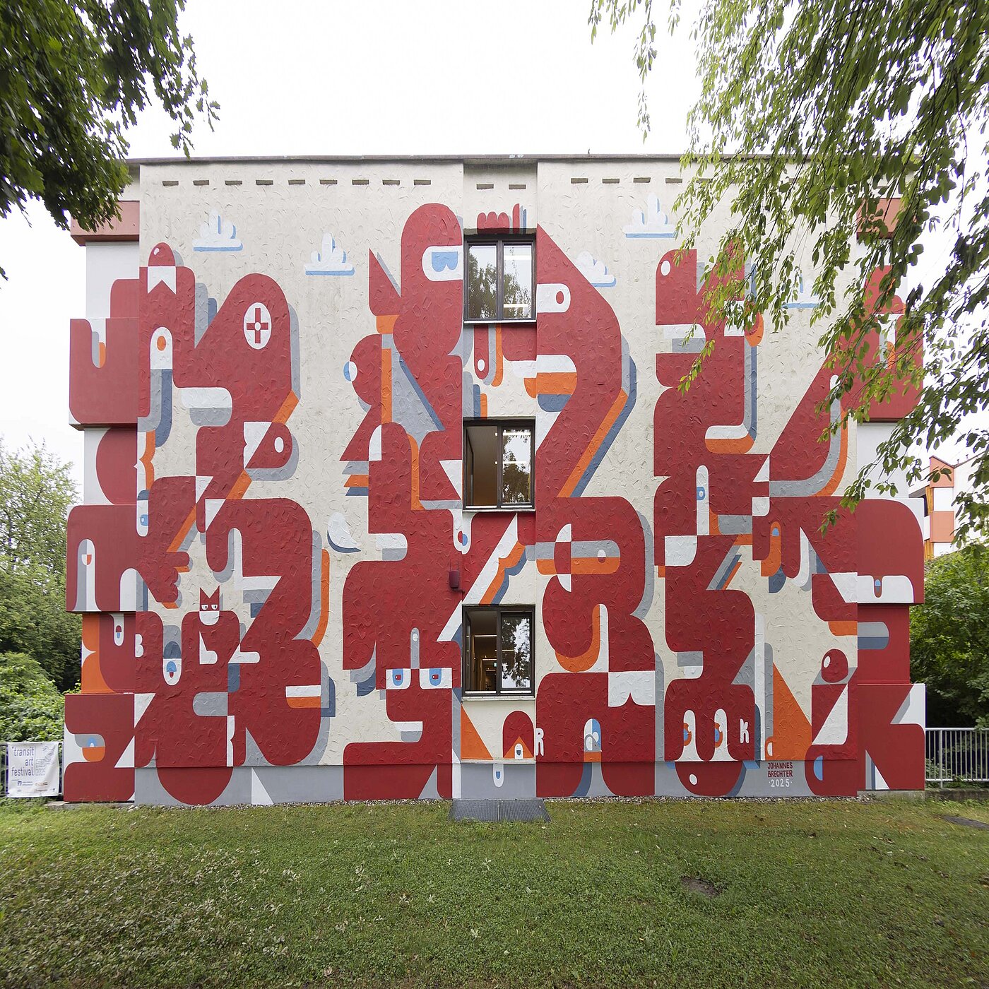Wandkunstwerk von Johannes Brechter, Schriftzug BRK in abstrakten Formen