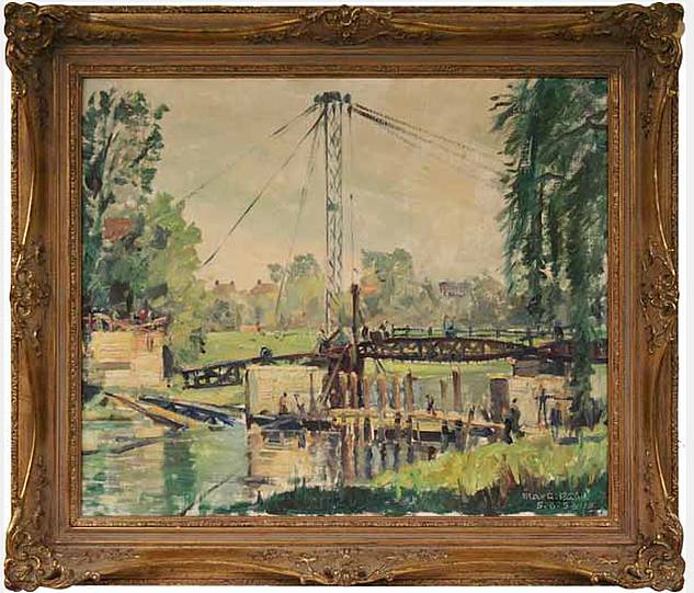 Max A. Kuhn, "Alte Mangfallbrücke in Rosenheim" 05.08.1953 © Städtische Galerie Rosenheim