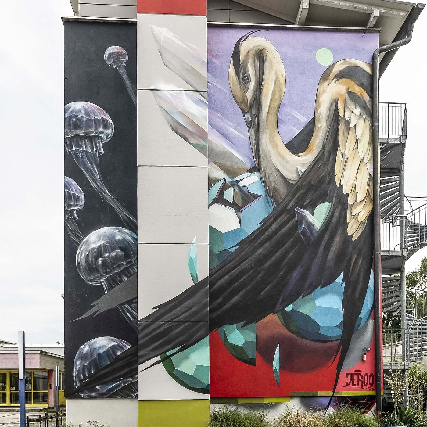 Wandkunstwerk von Jeroo, großer Stroch mit Quallen