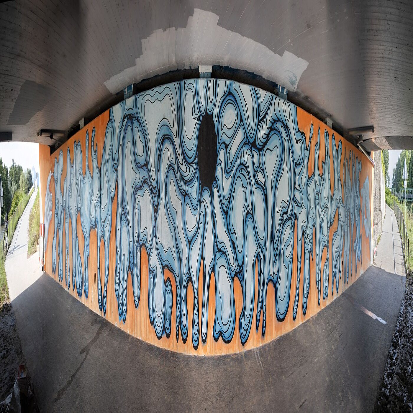 *transit art 2021, Sabrina Cultrona, Stella Brandlhuber, Elias Brader, "Vernetzung", Mangfallbrücke, Foto © Martin Weiand 