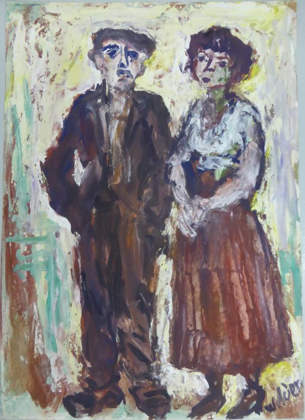 Leo von Welden, "Französisches Paar", Mischtechnik auf Papier, 1960 © Städtische Galerie Rosenheim